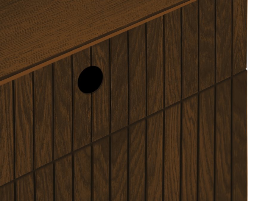 MICADONI Noa nattbord, m. 2 skuffer - brunt tre og brun eik (45x37x51)