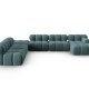 MICADONI Bellis Modular Panoramic hjrnesofa, venstre, 7 seter - bl flyel og sort plast