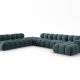 MICADONI Bellis Modular Panoramic hjrnesofa, venstre, 7 seter - bl flyel og sort plast