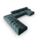 MICADONI Bellis Modular Panoramic hjrnesofa, venstre, 7 seter - bl flyel og sort plast