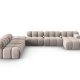 MICADONI Bellis Modular Panoramic hjrnesofa, venstre, 7 seter - beige flyel og svart plast