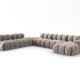 MICADONI Bellis Modular Panoramic hjrnesofa, venstre, 7 seter - beige flyel og svart plast