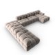 MICADONI Bellis Modular Panoramic hjrnesofa, venstre, 7 seter - beige flyel og svart plast