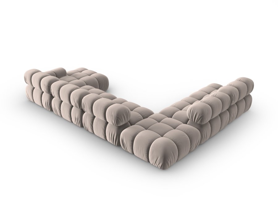 MICADONI Bellis Modular Panoramic hjrnesofa, venstre, 7 seter - beige flyel og svart plast