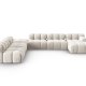 MICADONI Bellis Modular Panoramic hjrnesofa, venstre, 7 seter - beige flyel og svart plast