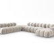 MICADONI Bellis Modular Panoramic hjrnesofa, venstre, 7 seter - beige flyel og svart plast