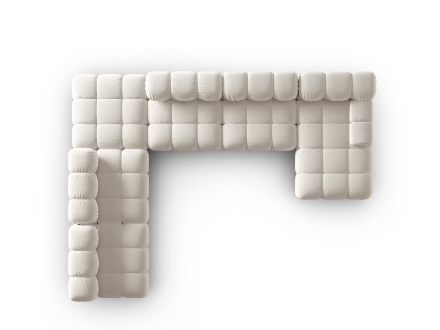 MICADONI Bellis Modular Panoramic hjrnesofa, venstre, 7 seter - beige flyel og svart plast