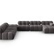 MICADONI Bellis Modular Panoramic hjrnesofa, venstre, 7 seter - antrasittgr flyel og svart plast