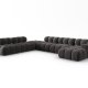 MICADONI Bellis Modular Panoramic hjrnesofa, venstre, 7 seter - antrasittgr flyel og svart plast