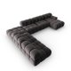 MICADONI Bellis Modular Panoramic hjrnesofa, venstre, 7 seter - antrasittgr flyel og svart plast