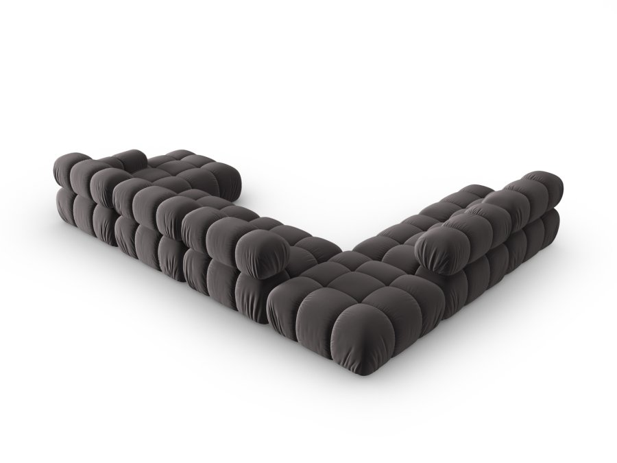 MICADONI Bellis Modular Panoramic hjrnesofa, venstre, 7 seter - antrasittgr flyel og svart plast