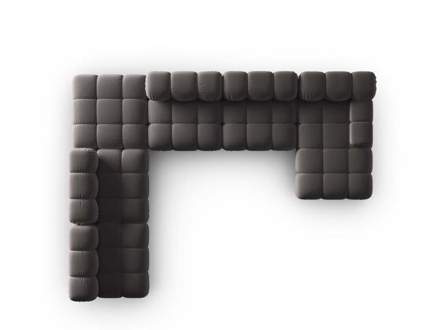 MICADONI Bellis Modular Panoramic hjrnesofa, venstre, 7 seter - antrasittgr flyel og svart plast