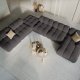 MICADONI Bellis Modular Panoramic hjrnesofa, venstre, 7 seter - antrasittgr flyel og svart plast