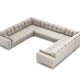 MICADONI Mamaia Panoramic U-sofa, 9 seter - beige stoff og gullmetall