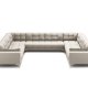 MICADONI Mamaia Panoramic U-sofa, 9 seter - beige stoff og gullmetall