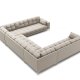 MICADONI Mamaia Panoramic U-sofa, 9 seter - beige stoff og gullmetall