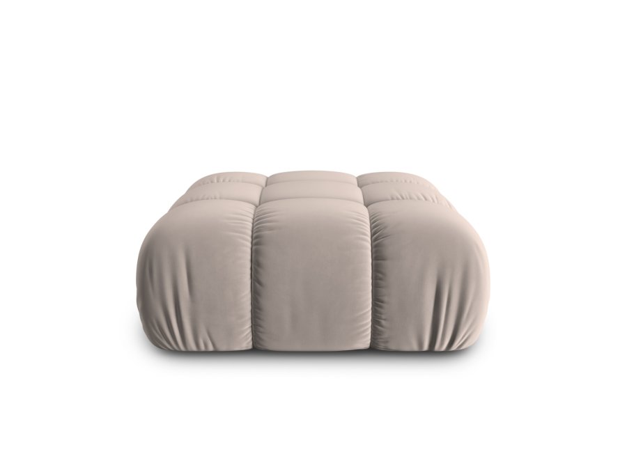 MICADONI Bellis puff, firkantet - beige flyel og svart plast (94x94x39)