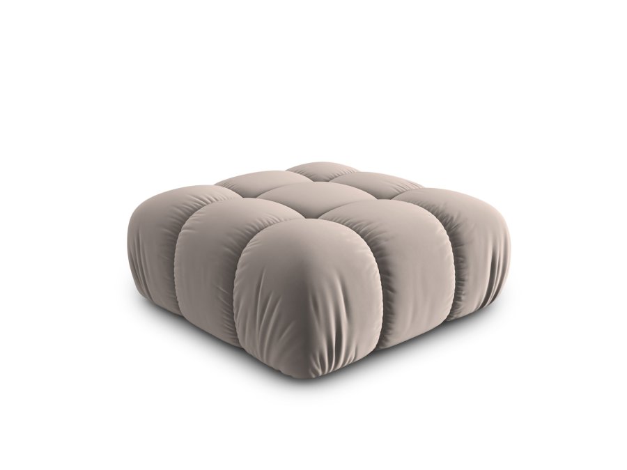 MICADONI Bellis puff, firkantet - beige flyel og svart plast (94x94x39)