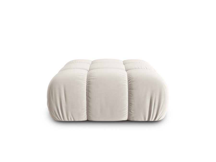 MICADONI Bellis Pouf, quadratisch – beiger Samt und schwarzer Kunststoff (94x94x39)
