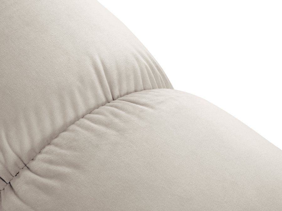 MICADONI Bellis Pouf, quadratisch – beiger Samt und schwarzer Kunststoff (94x94x39)