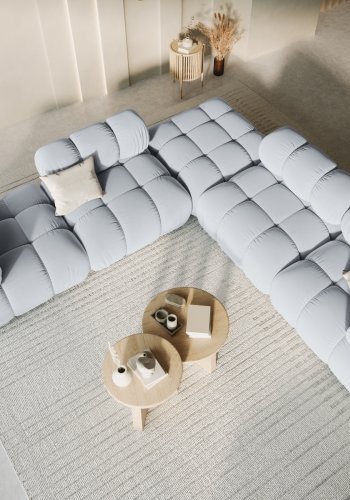 MICADONI Bellis puff, firkantet - bl flyel og svart plast (94x94x39)