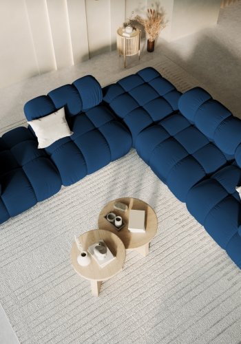 MICADONI Bellis puff, firkantet - bl flyel og svart plast (94x94x39)