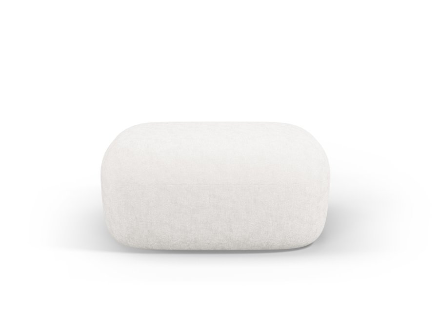 MICADONI Jenny puff, rektangulr - beige chenille og svart plast (90x88x40)