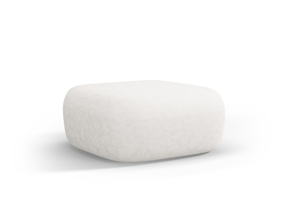 MICADONI Jenny puff, rektangulr - beige chenille og svart plast (90x88x40)