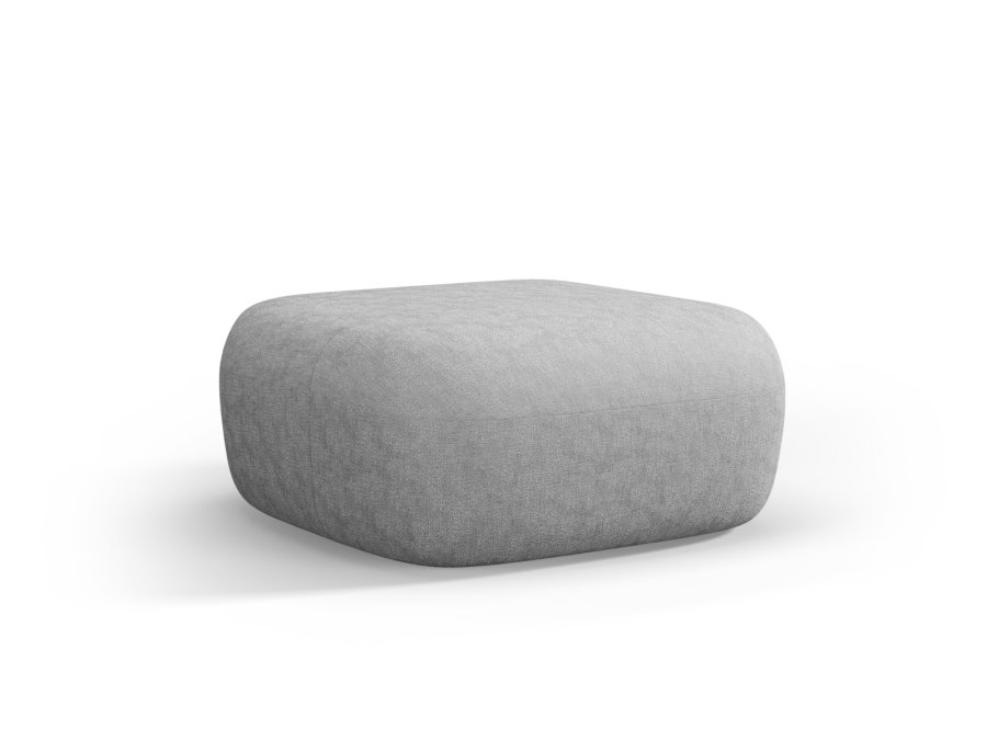 MICADONI Jenny puff, rektangulr - slv chenille og svart plast (90x88x40)