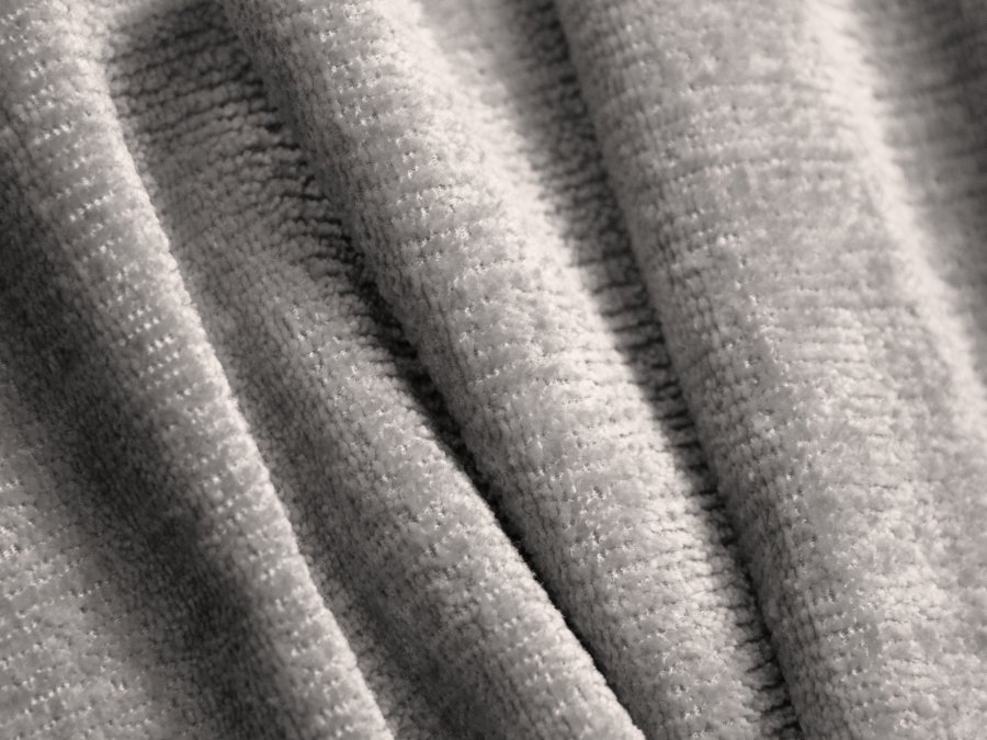 MICADONI Jenny puff, rektangulr - slv chenille og svart plast (90x88x40)