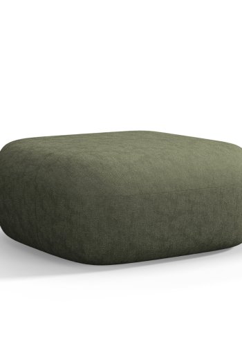 MICADONI Jenny puff, rektangulr - grnn chenille og svart plast (90x88x40)