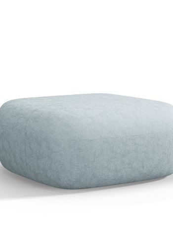 MICADONI Jenny puff, rektangulr - bl chenille og svart plast (90x88x40)