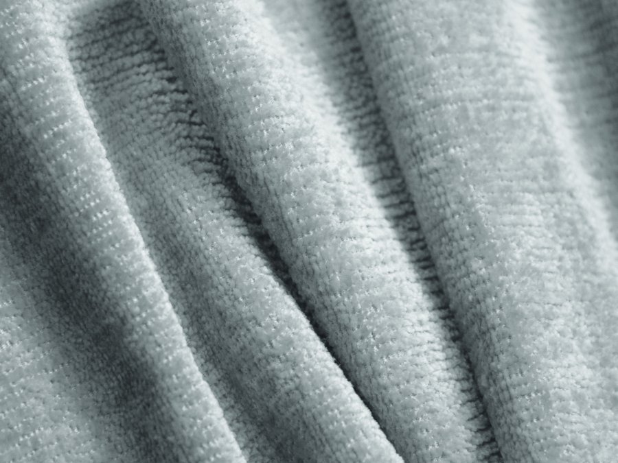 MICADONI Jenny puff, rektangulr - bl chenille og svart plast (90x88x40)