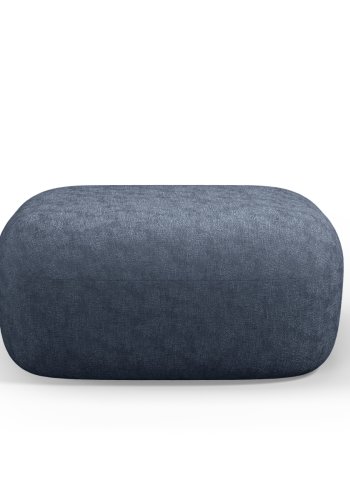 MICADONI Jenny puff, rektangulr - bl chenille og svart plast (90x88x40)