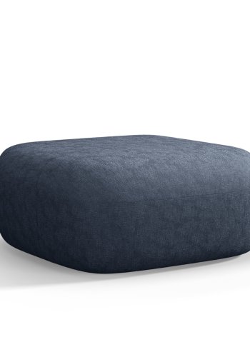 MICADONI Jenny puff, rektangulr - bl chenille og svart plast (90x88x40)