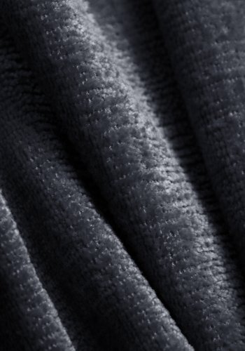 MICADONI Jenny puff, rektangulr - bl chenille og svart plast (90x88x40)