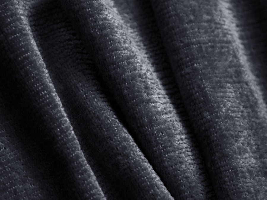 MICADONI Jenny puff, rektangulr - bl chenille og svart plast (90x88x40)