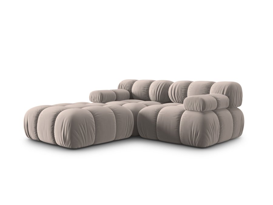 MICADONI Bellis Modul sofa, 3 seter - beige flyel og sort plast