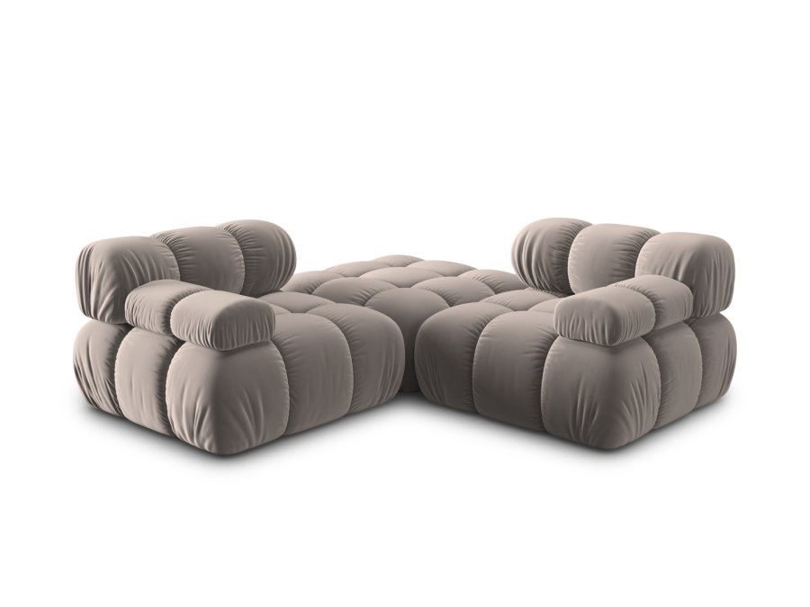 MICADONI Bellis Modul sofa, 3 seter - beige flyel og sort plast
