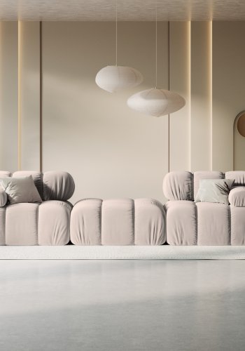 MICADONI Bellis Modul sofa, 3 seter - beige flyel og sort plast