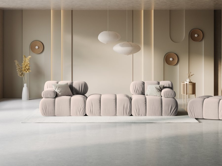 MICADONI Bellis Modul sofa, 3 seter - beige flyel og sort plast