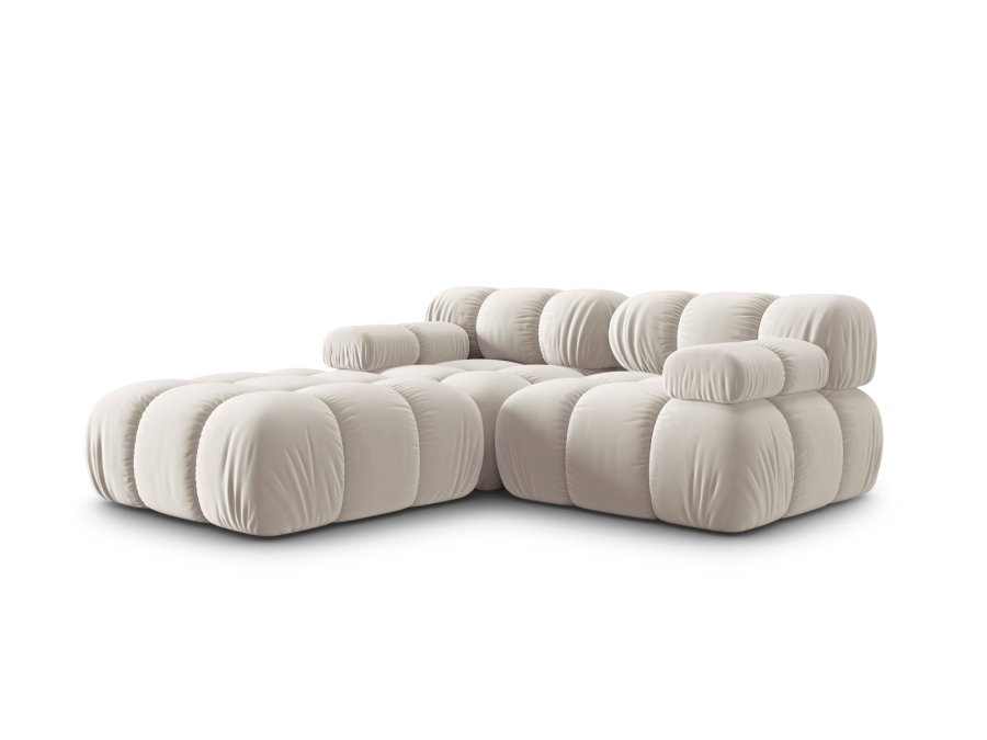 MICADONI Bellis Modul sofa, 3 seter - beige flyel og sort plast