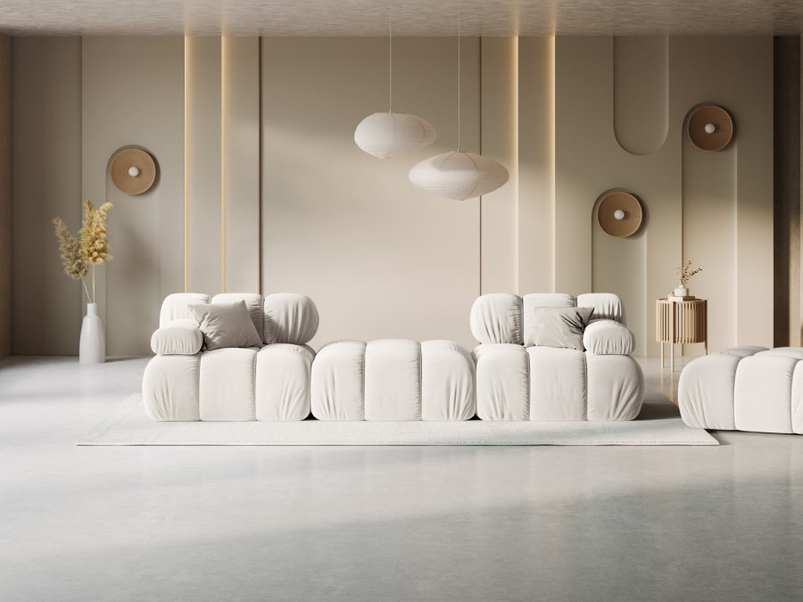 MICADONI Bellis Modul sofa, 3 seter - beige flyel og sort plast
