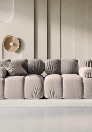 MICADONI Bellis Modul sofa, 2 seter - beige velour og sort plast