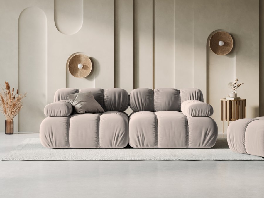 MICADONI Bellis Modul sofa, 2 seter - beige velour og sort plast