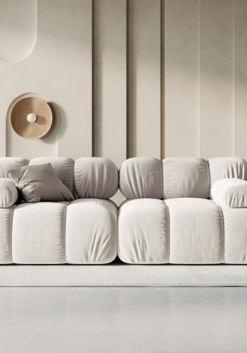 MICADONI Bellis Modul sofa, 2 seter - beige velour og sort plast