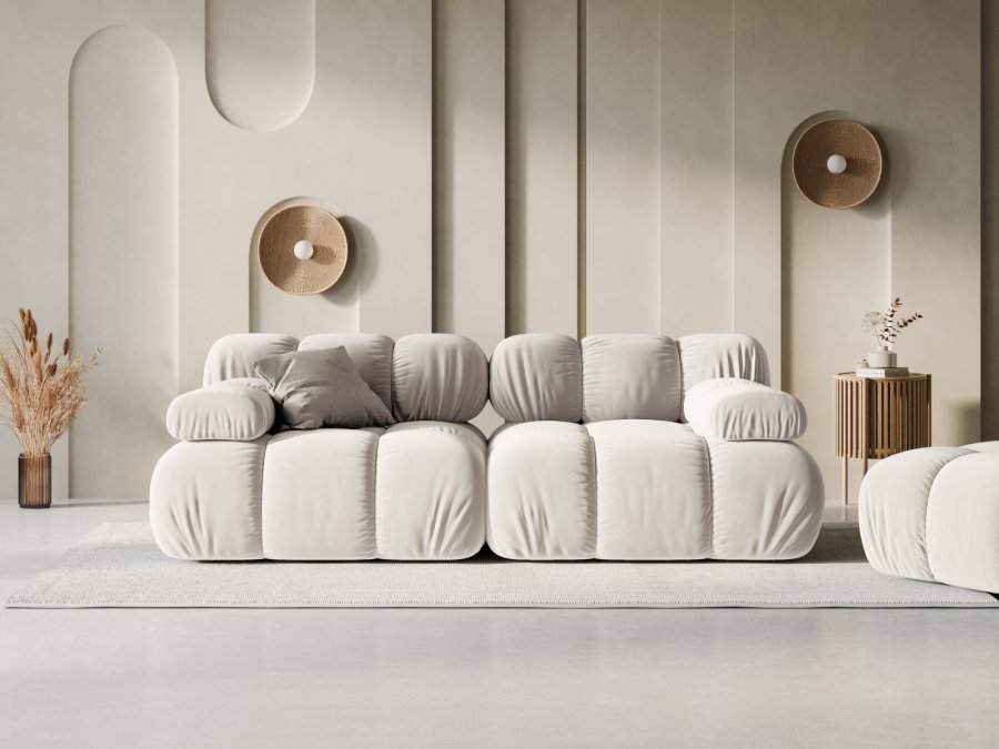 MICADONI Bellis Modul sofa, 2 seter - beige velour og sort plast