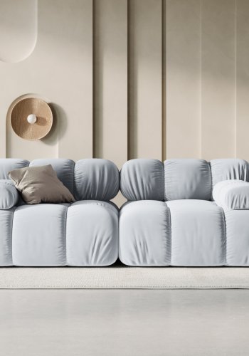MICADONI Bellis Modul sofa, 2 seter - bl flyel og sort plast