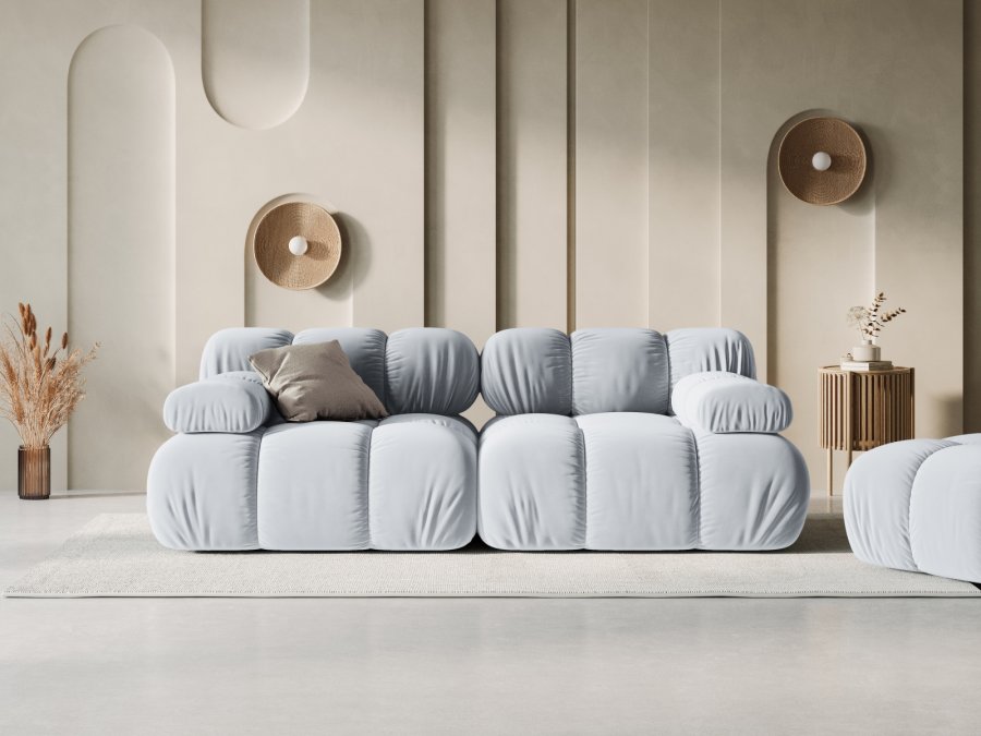 MICADONI Bellis Modul sofa, 2 seter - bl flyel og sort plast