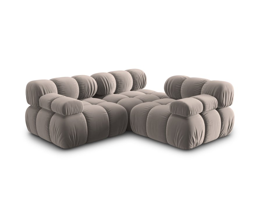 MICADONI Bellis Modul sofa, 3 seter - beige flyel og sort plast